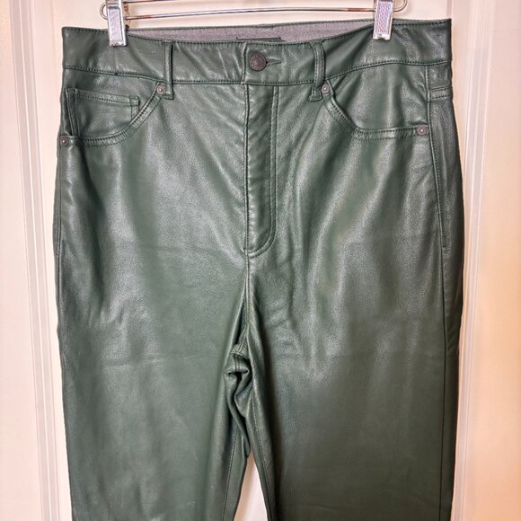 Express Faux Leather Pants Forest Green Slim Fit High Rise Size 8 - Picture 2 of 7